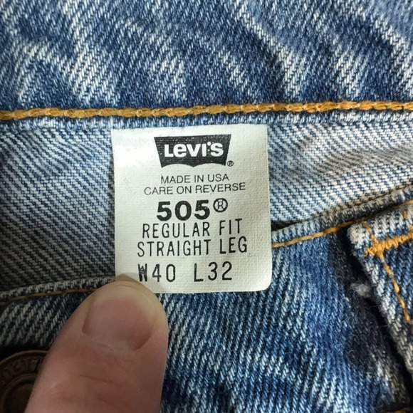 Levi Strauss 505 Mens Jeans 40x32 Blue Wash Straight Fit Denim Pants - Picture 7 of 16